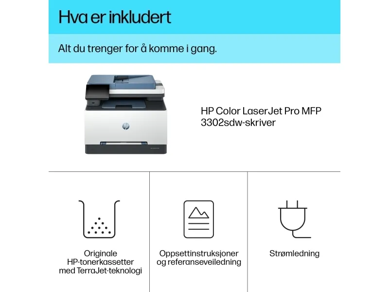 HP Color LaserJet Pro MFP 3302sdw - Multifunktionsprinter - farve - laser - Legal (216 x 356 mm) (original) - A4/Legal (medie) - op til 25 spm (kopiering) - op til 25 spm (udskriver) - 250 ark - Gigabit LAN, USB 2.0, USB 2.0 vært, Wi-Fi(ac)