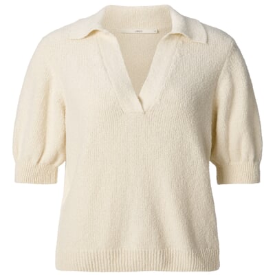 Damen-Strickpolo Bouclé, Naturweiß