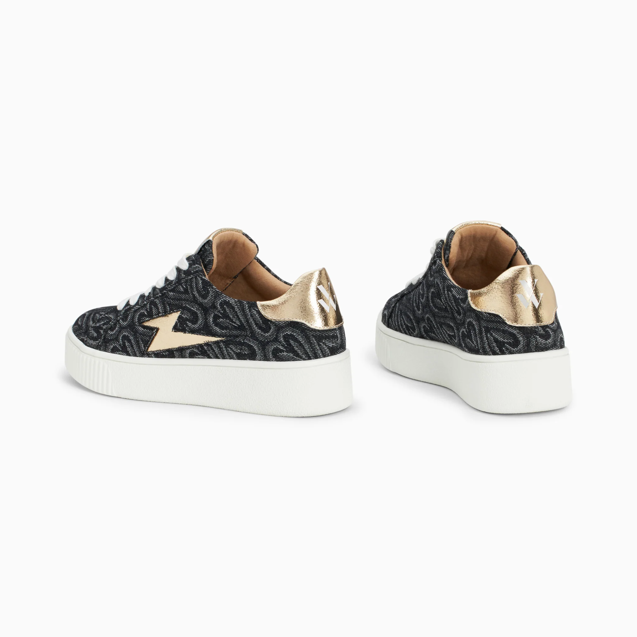Sneakers-Baskets éclair Enola noir coeur à lacets