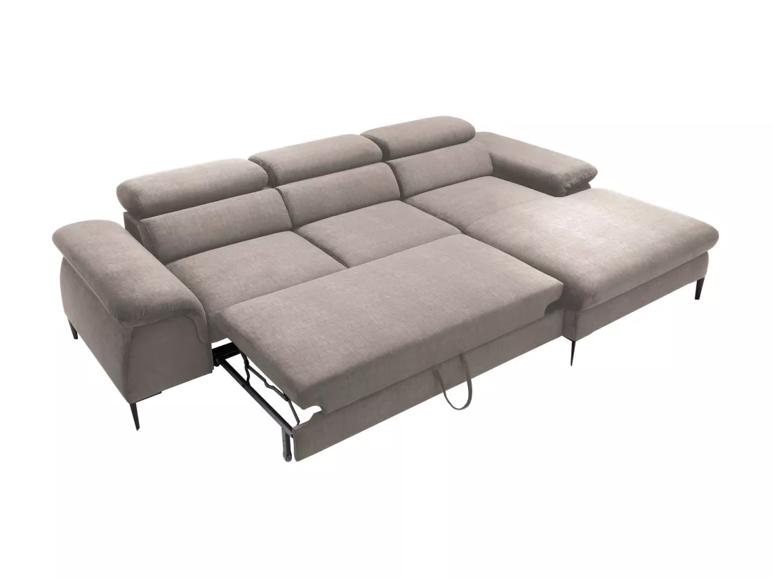 Canapé d'angle droit convertible en velours taupe SEPINA de Pascal Morabito