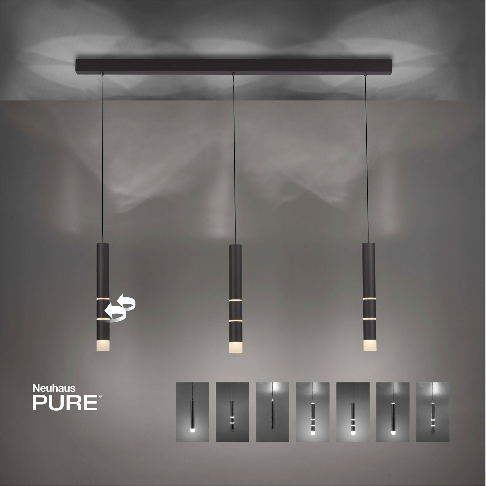 Paul Neuhaus LED Balkenpendel PURE-VEGA 120 cm schwarz