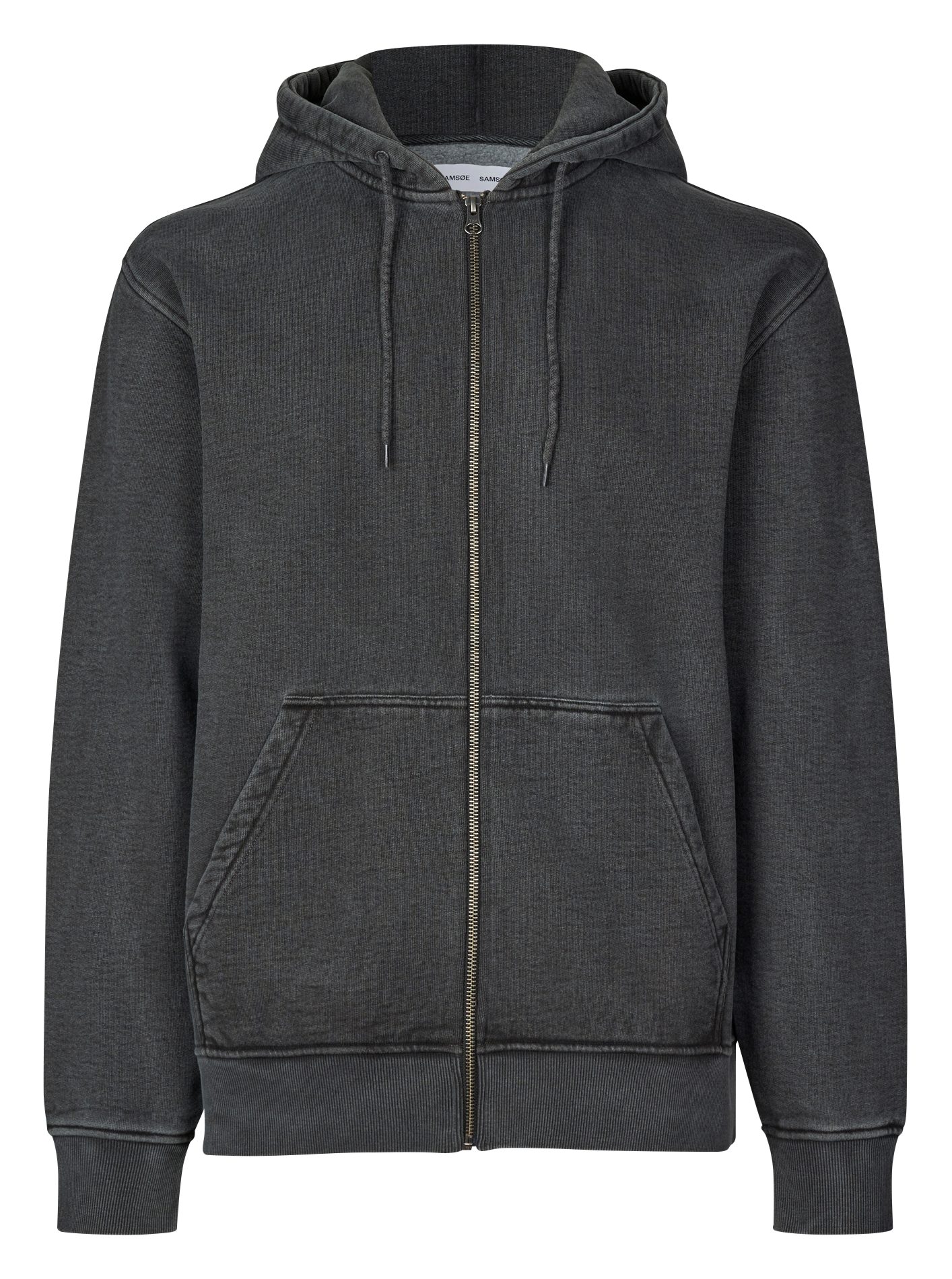 SAPIGMENT - Sweat zippé à capuche en coton bio mélanté | Noir