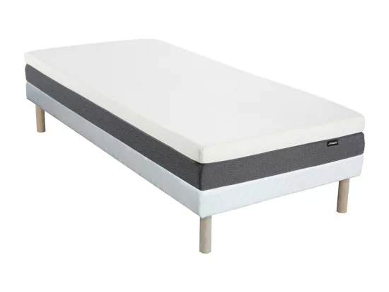 Ensemble 90 x 190 cm sommier tapissier + matelas mousse HD 7 zones et accueil mémoire de forme déhoussable ép.25cm - RIAU de YSMÉE