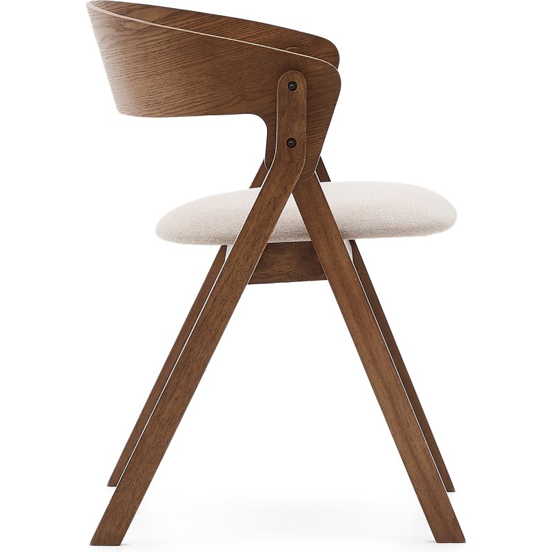 Chaise Godia en placage de frêne finition wengé et tissu chenille beige
