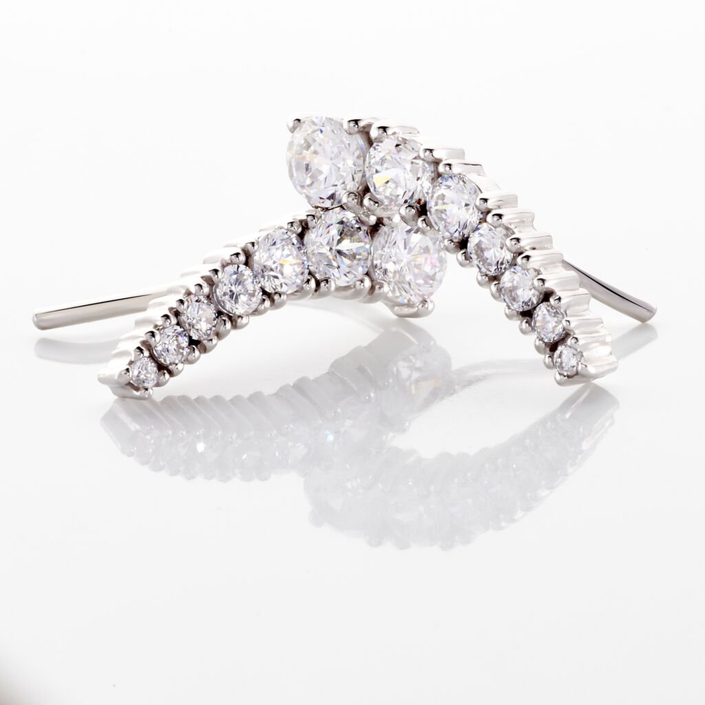 Boucles D'oreilles Grimpantes Aldrick Argent Blanc Oxyde De Zirconium