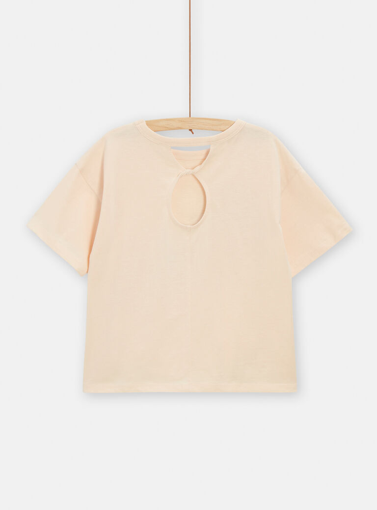 T-shirt écru foncé avec ouverture au dos pour fille
