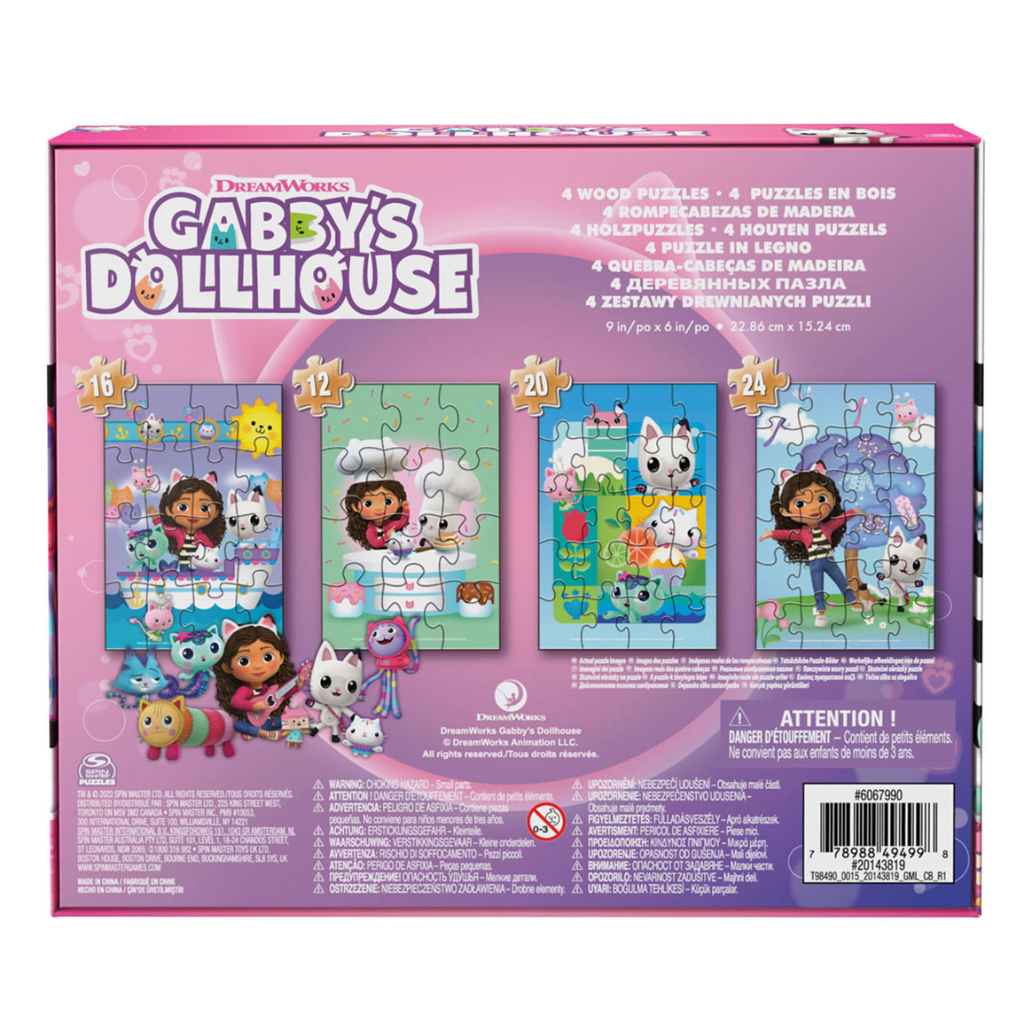 Gabby's Poppenhuis - 4-pack: Houten Puzzel