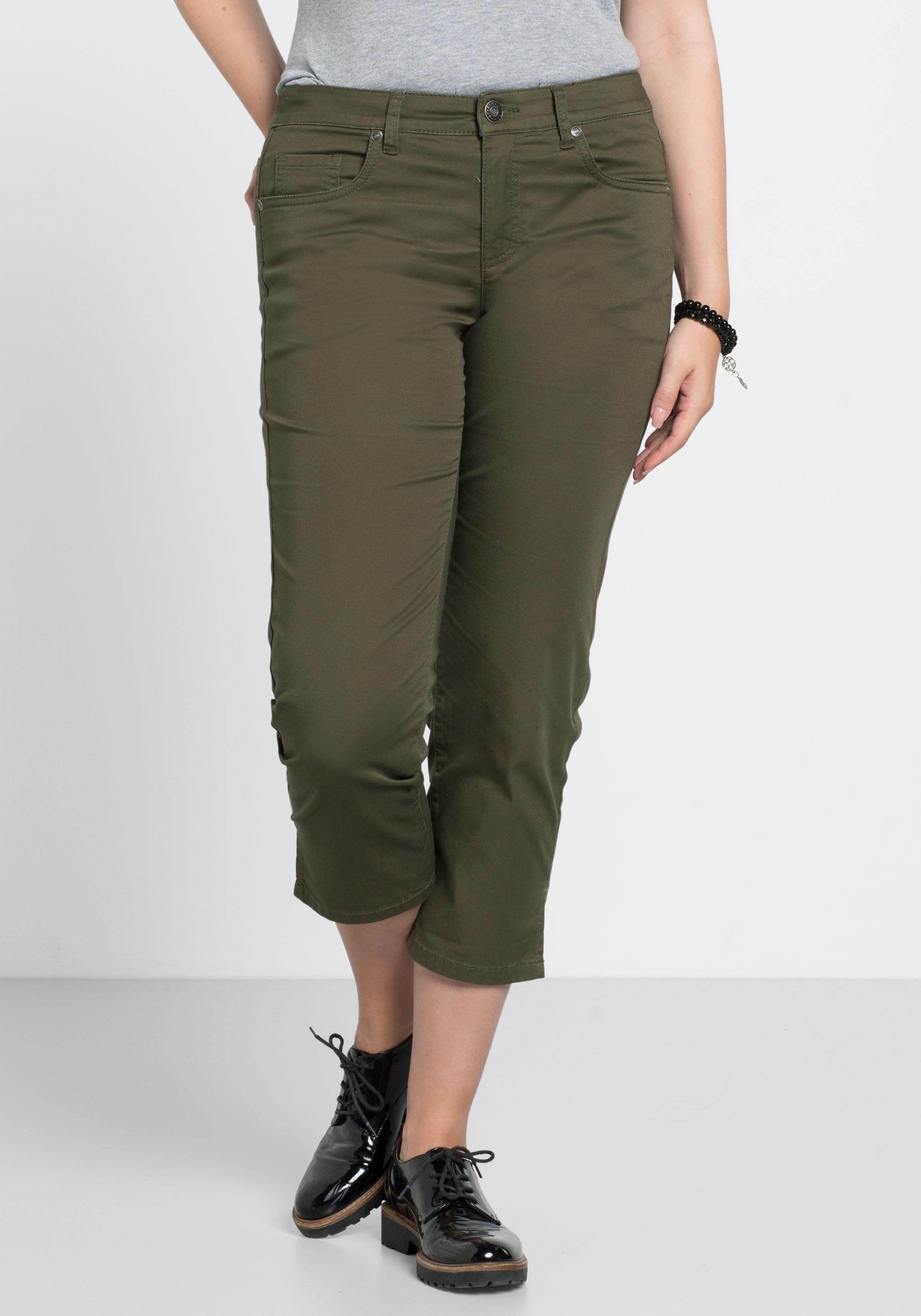 Schmale 7/8-Hose aus elastischem Baumwoll-Twill