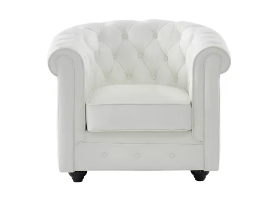 Fauteuil en cuir de buffle blanc CHESTERFIELD