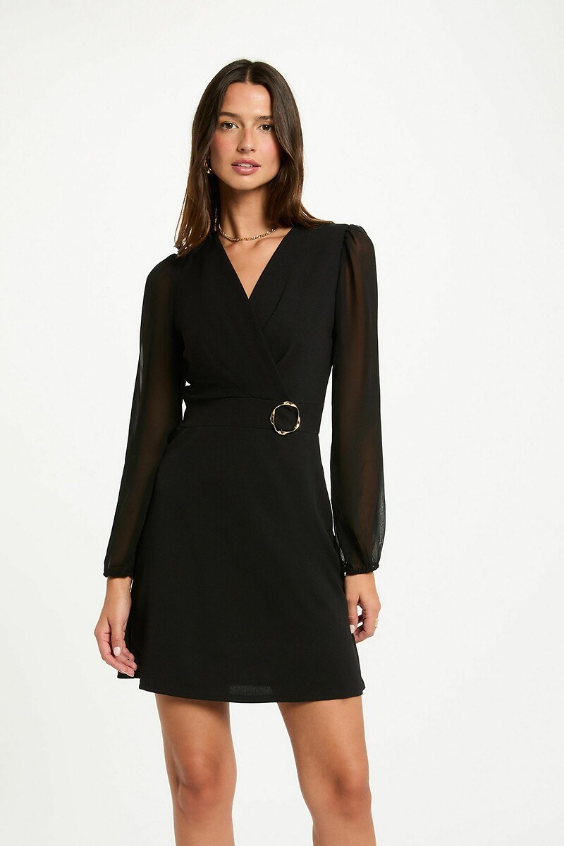 MORGAN<br>Vestido curto e evasê com mangas compridas