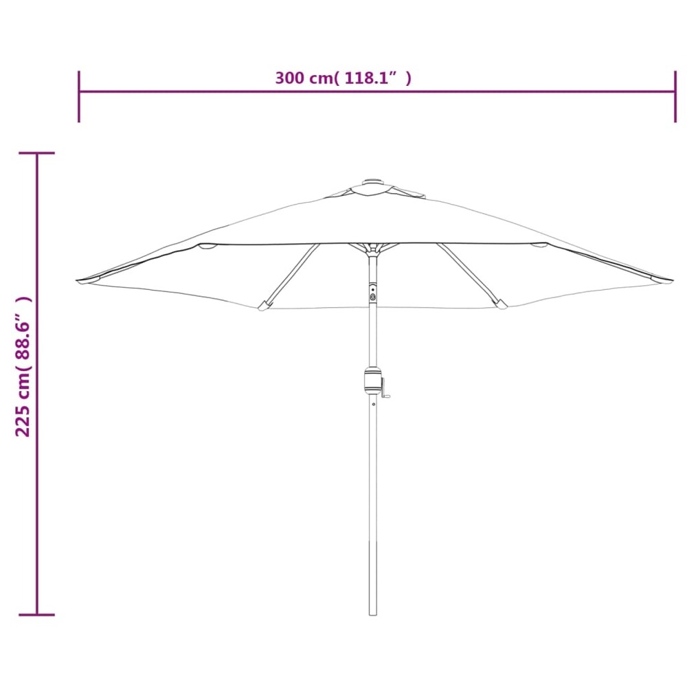 Parasol d'extérieur avec led et mât en acier 300 cm orange