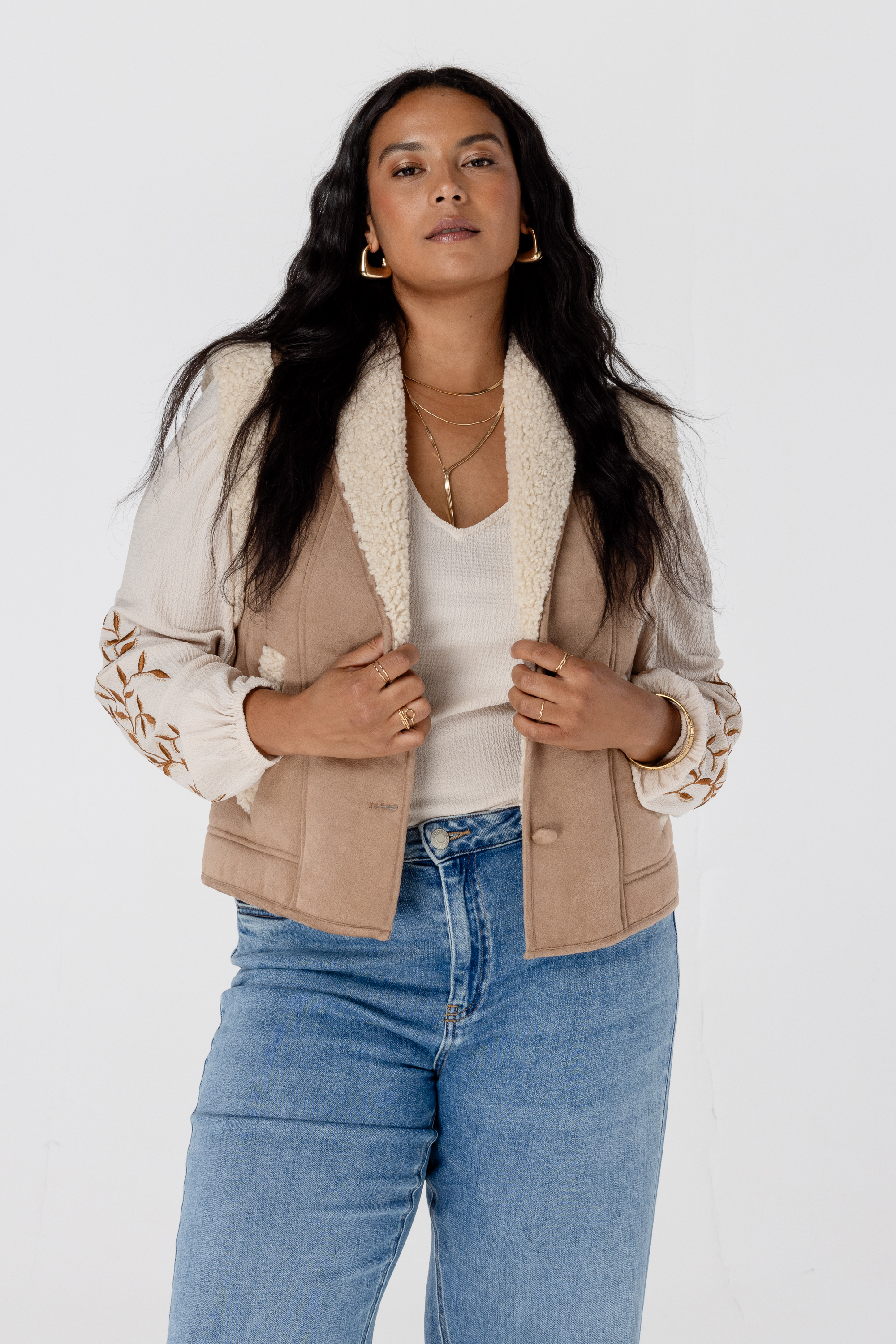 Gilet met teddy voering camel