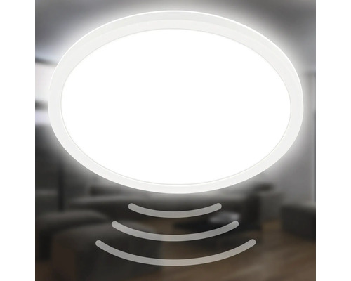 LED Sensor Plafondlamp IP44 18W 2400 lm 4000 K HxØ 3x29 cm Slank Wit + Achtergrondverlichting