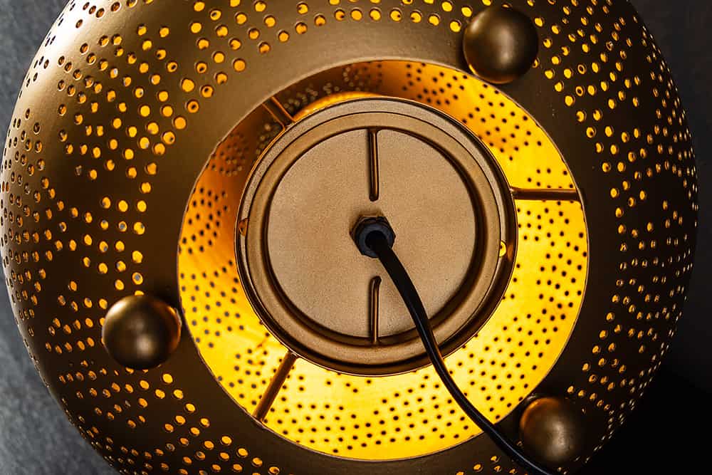 Handgefertigte Stehlampe ORIENT LIVING 50cm gold Eisen Tropfenform
