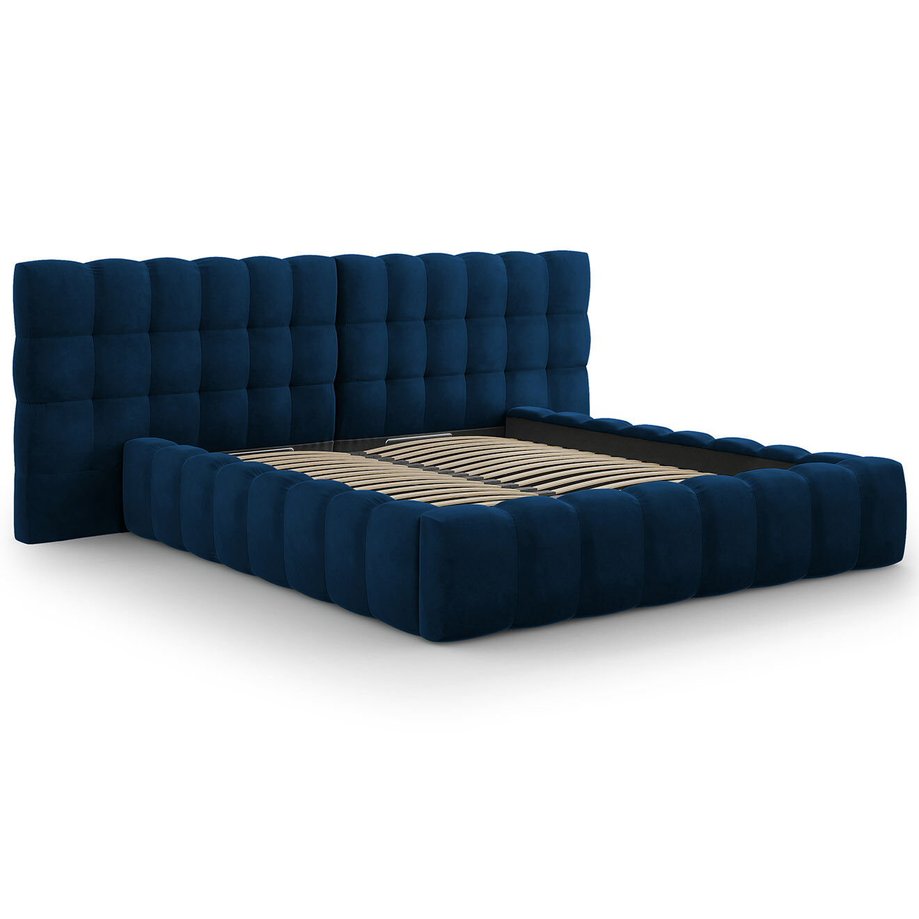 Cosmopolitan Design Lit avec coffre de rangement Bali Velours bleu roi - 180x200 cm