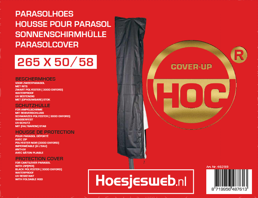 CUHOC Golden 265 x 50 x 58 cm zweefparasol hoes