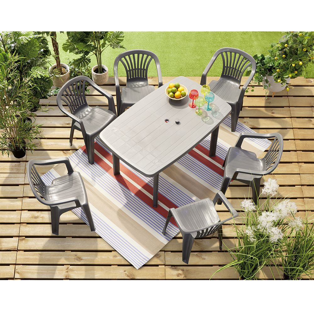 Table de jardin rectangulaire 6 personnes gris anthracite