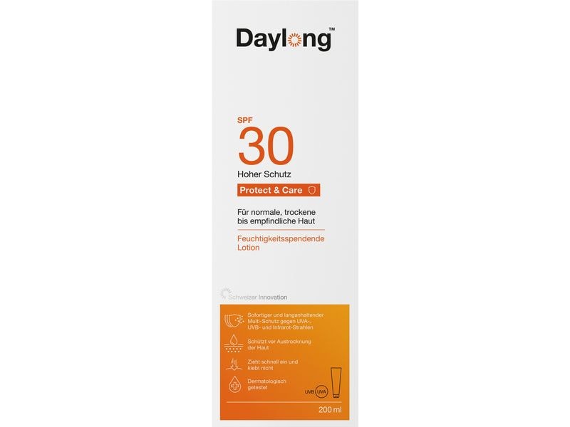 DAYLONG Sonnenlotion Protect und Care SPF 30 200 ml Pflegende Sonnencrème für den Körper