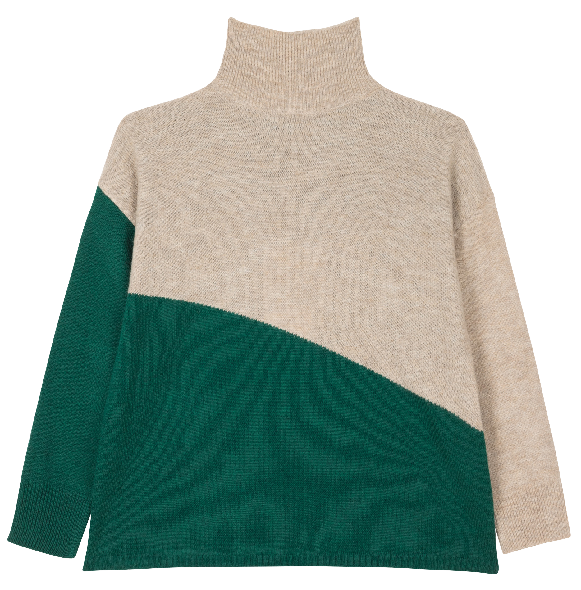 ANGELA - Pull col montant en maille mélangée | Vert