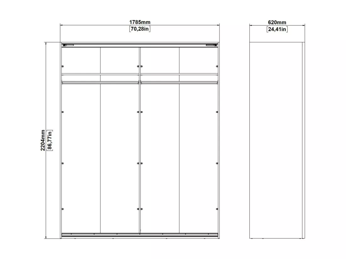 Grande armoire polyvalente Drambaud, Meubles multifonctionnels, Casier à chaussures, Support à chaussures pour armoire, 179x62 h220 cm, Blanc