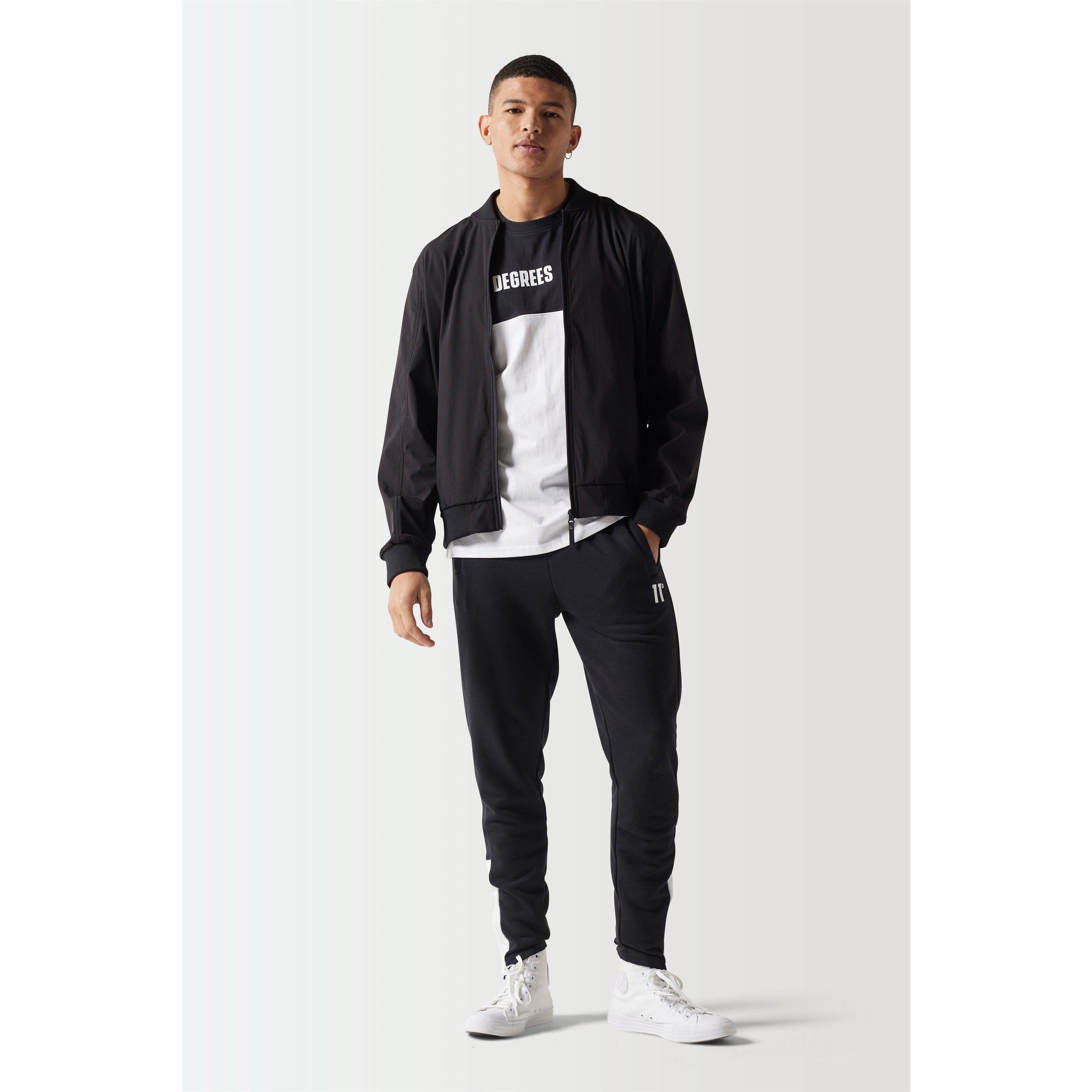 11 Degrees 11D Colour Block T Shirt White  Black