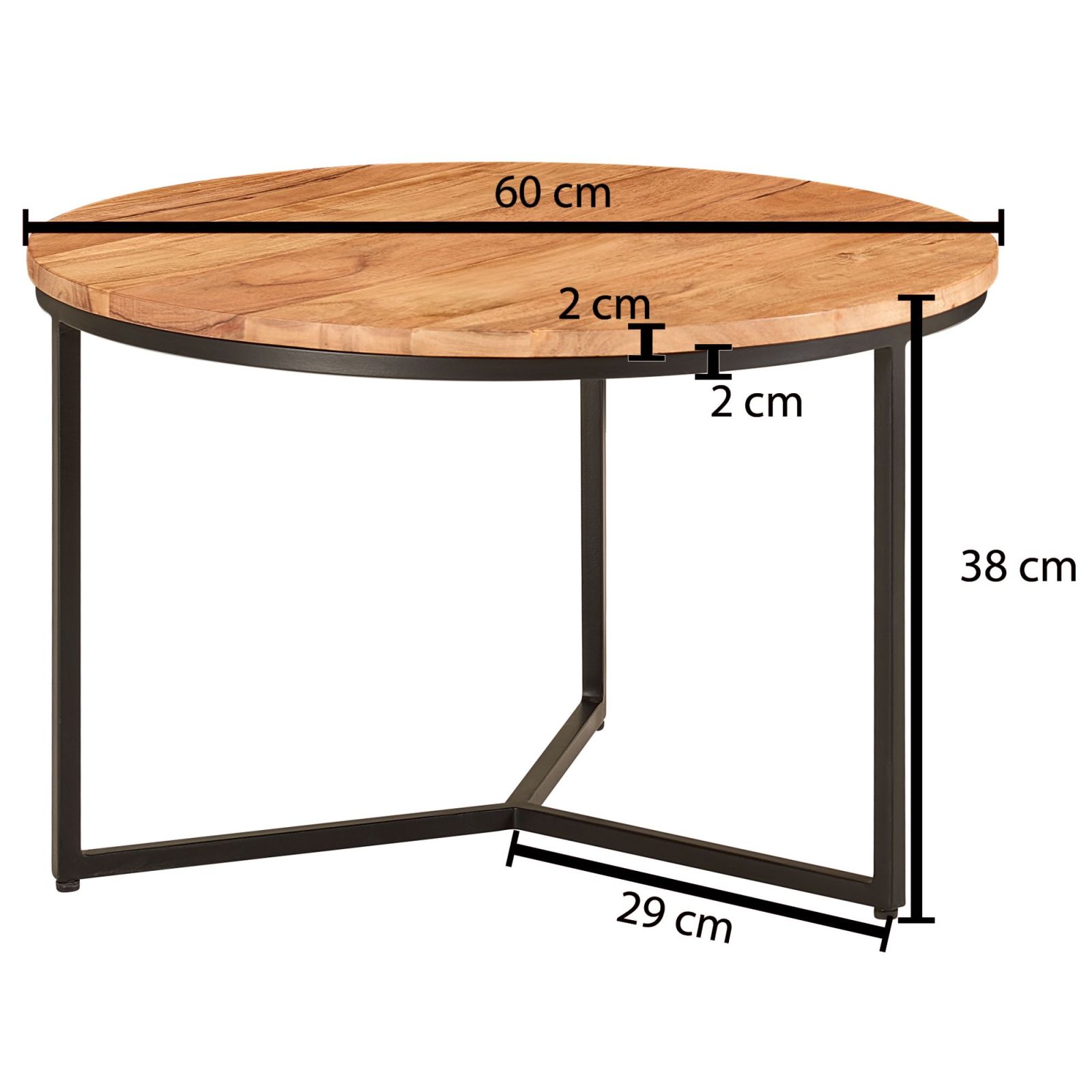 Couchtisch - Akazie hellbraun - 60 cm
