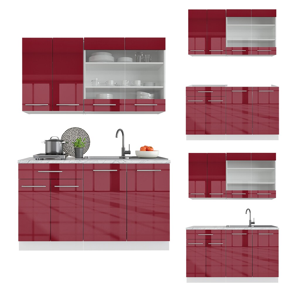Vicco Küchenzeile Singleküche Küchenblock 140cm Fame-Line Hochglanz Fronten