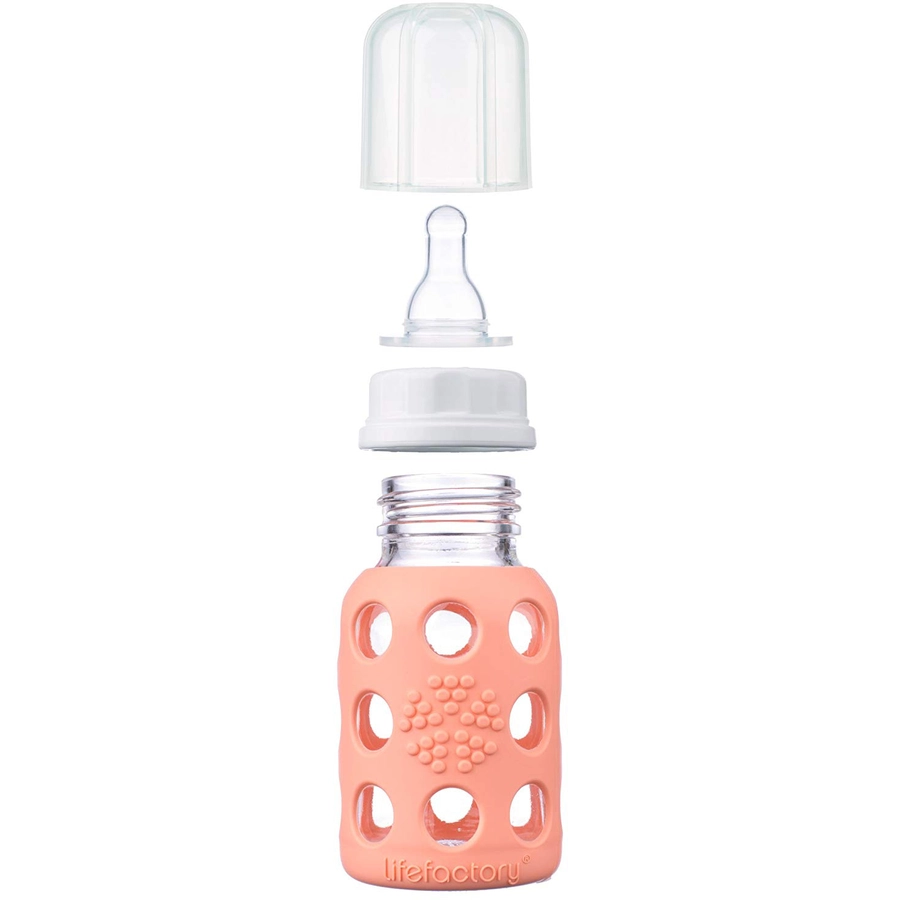 lifefactory Babyflasche aus Glas in cantaloupe 120ml
