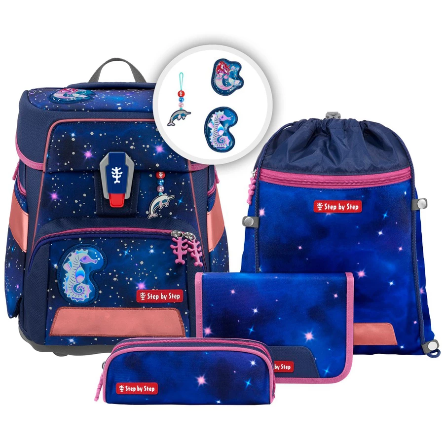 Step by Space Reflect Schulranzen Set 5 tlg. Star Seahorse Zoe