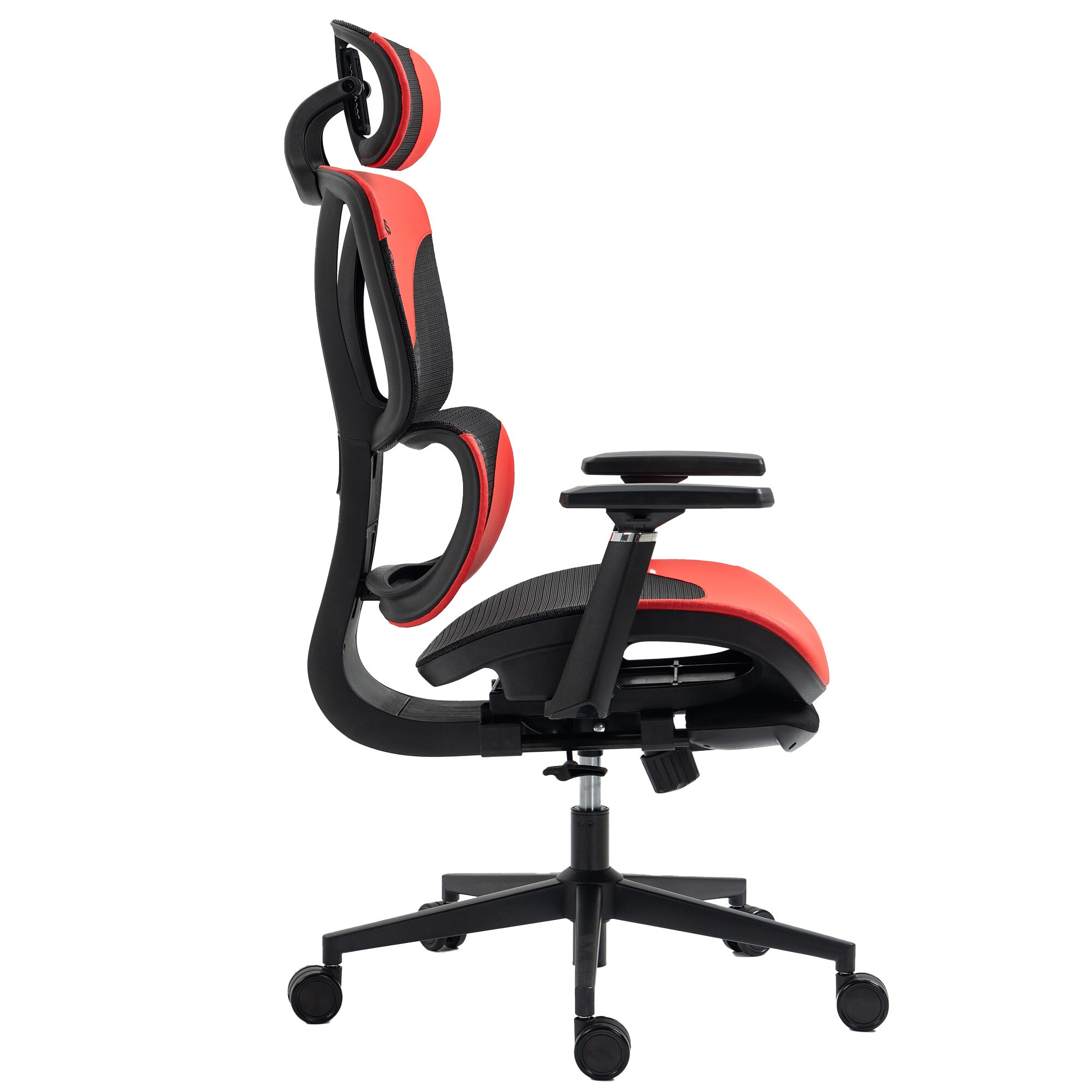 Bürostuhl in modernem Racing-Design - ergonomischer Gaming Schreibtischstuhl mit Nacken- und Lordosenstütze - komfortabler Gaming Stuhl mit atmungsaktiver Netzrückenlehne und Wippfunktion