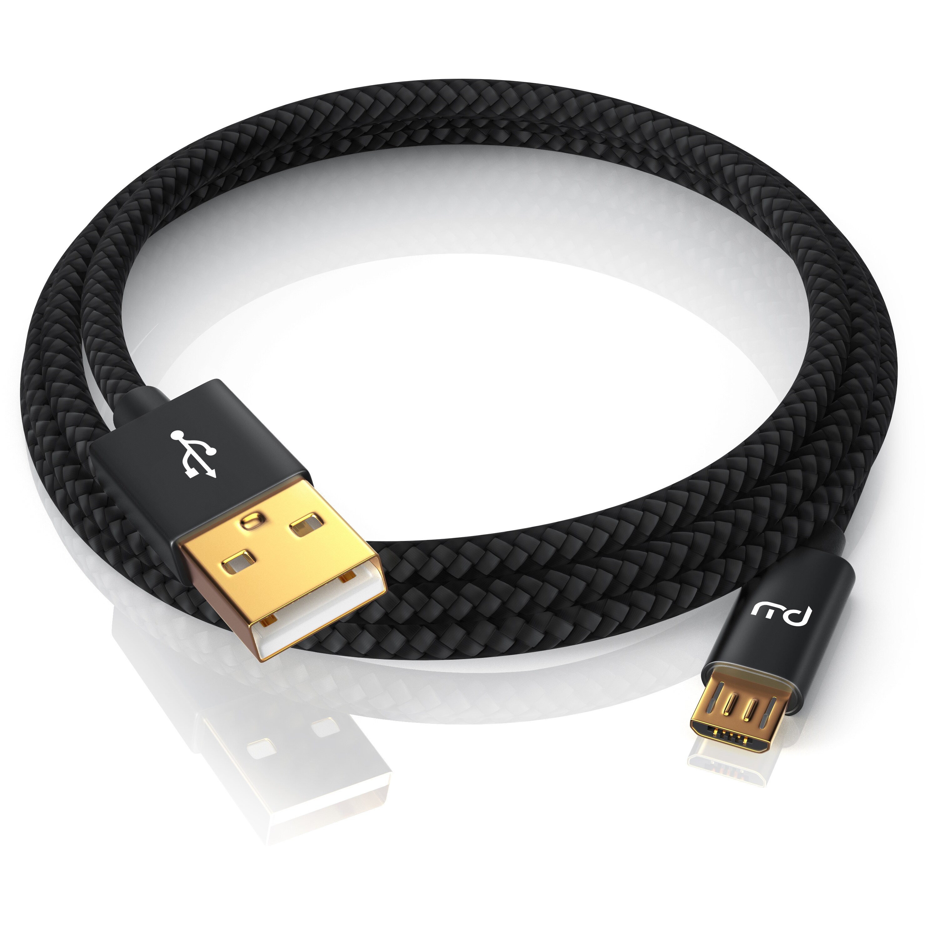 Primewire Premium Micro USB 2,4A Schnellladekabel - Nylonkabel Metallstecker - High Speed Ladekabel / Datenkabel - 3m