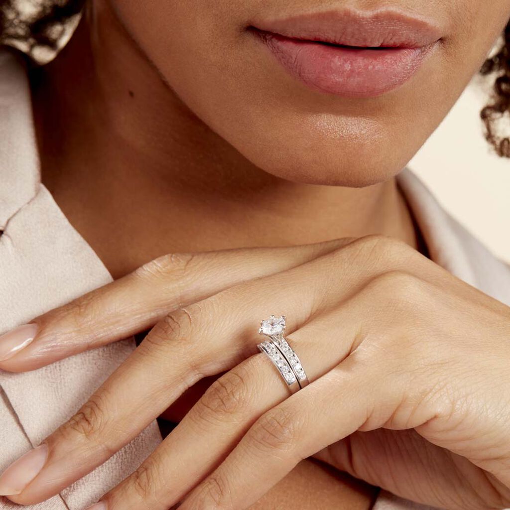 Bague Double Jeu Argent Blanc Oxyde De Zirconium