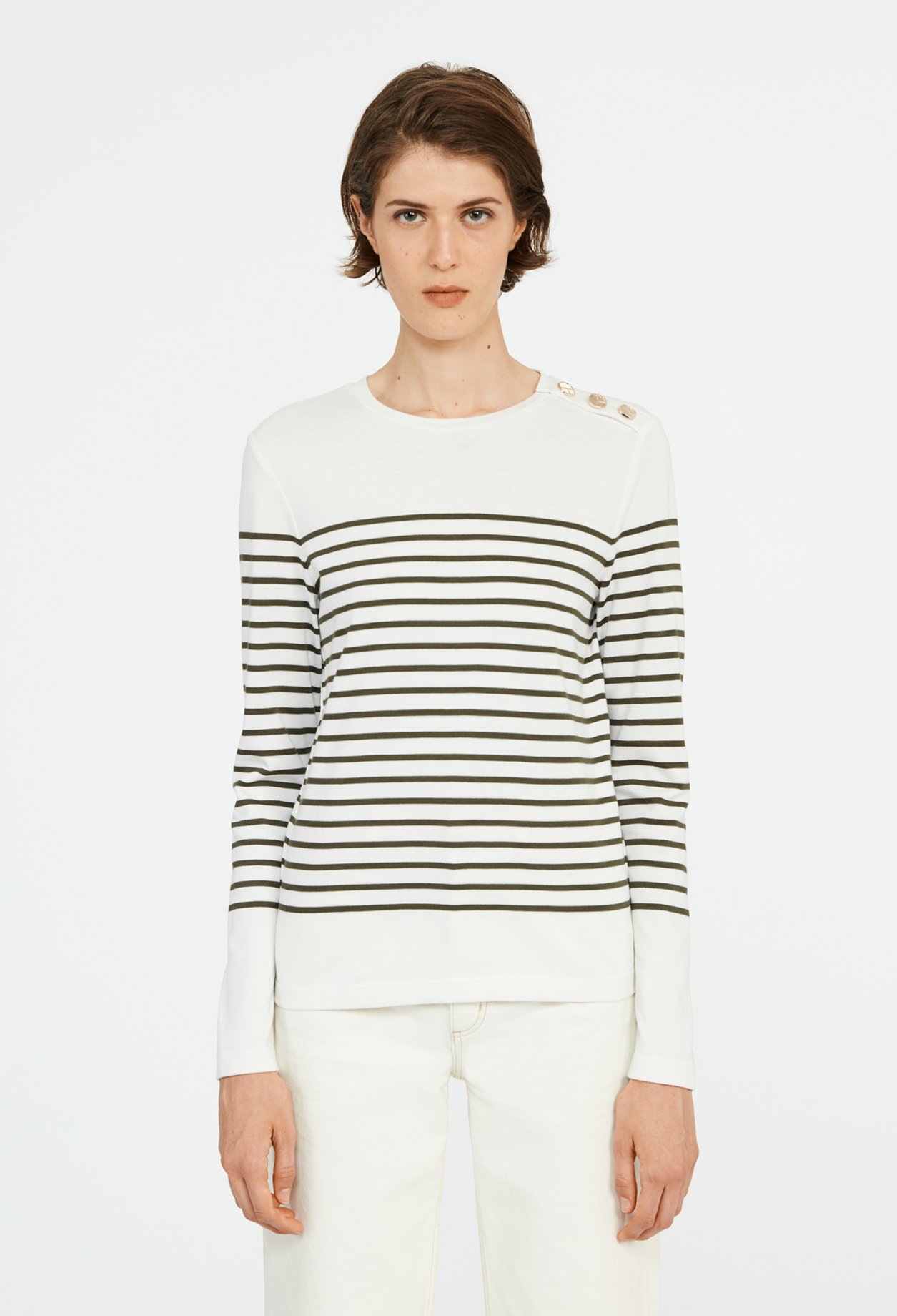 T-shirt marini&egrave;re &agrave; bouton