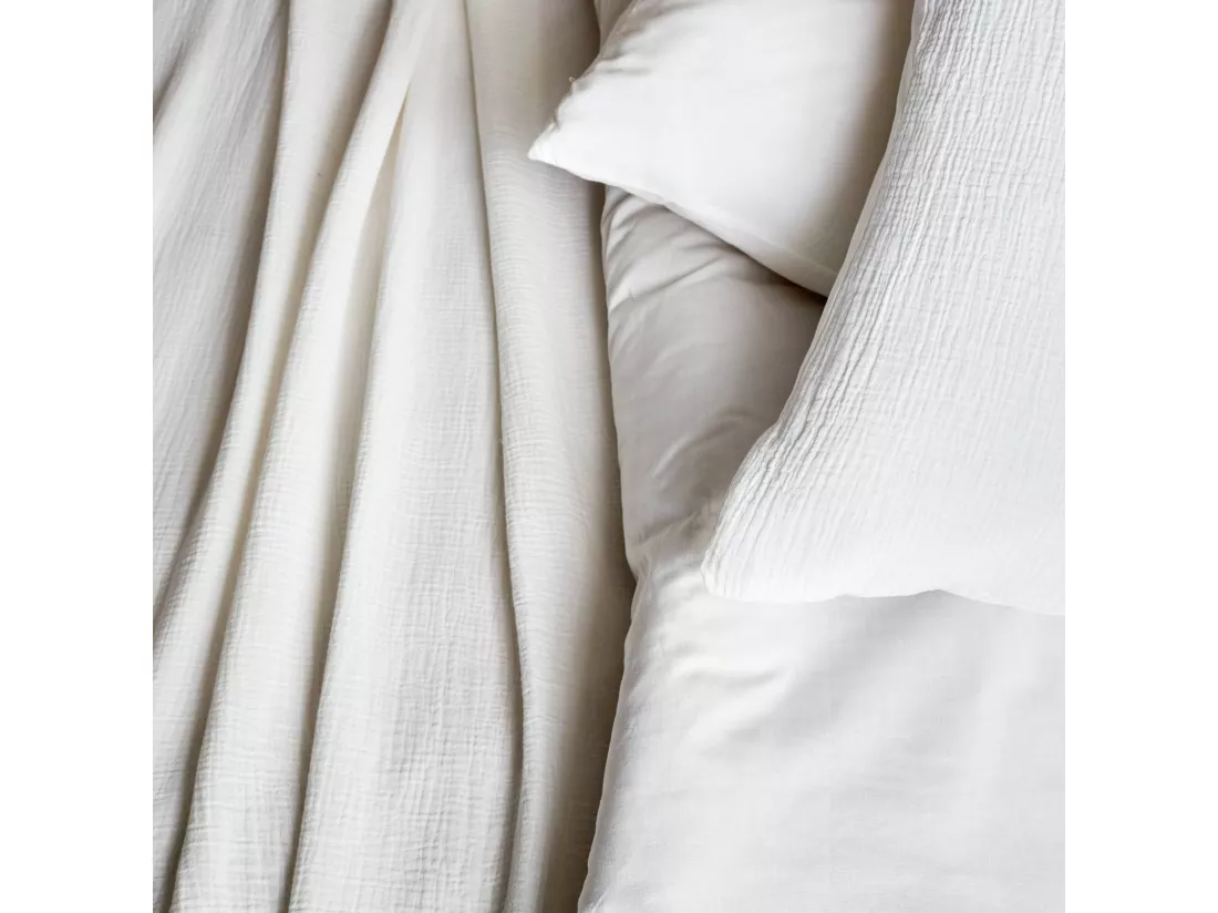 Parure de lit gaze de coton / coton. 1 place. 1 housse de couette avec 1 taie d'oreiller 140 x 200 cm