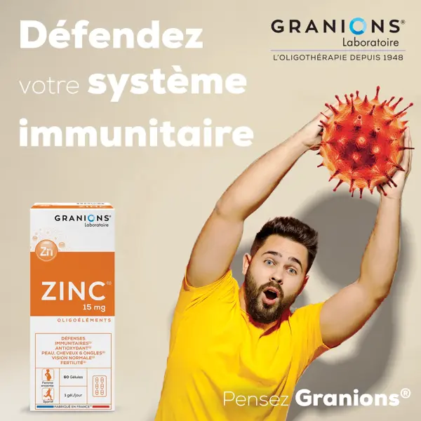 Granions Zinc 15mg - Lot de 2 x 60 gélules