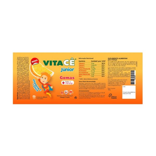 Vitacê Junior 60 Gomas Morango