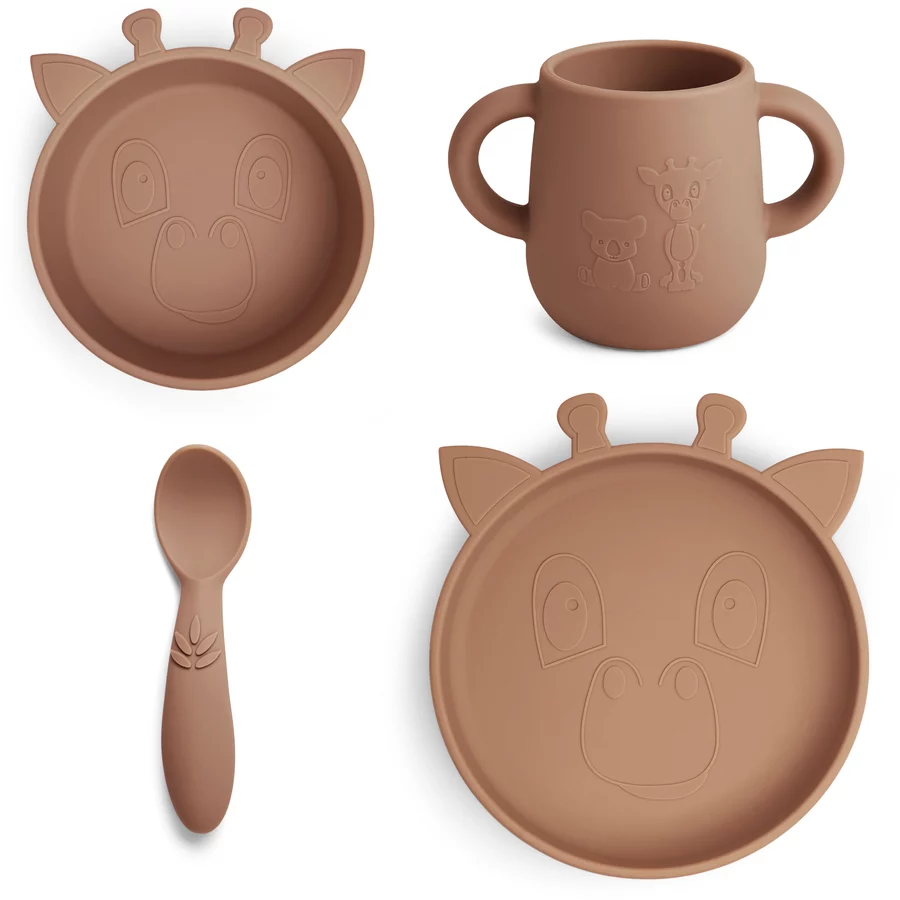 nuuroo Geschirrset Lykke Giraffe 4-teilig Chocolate Malt