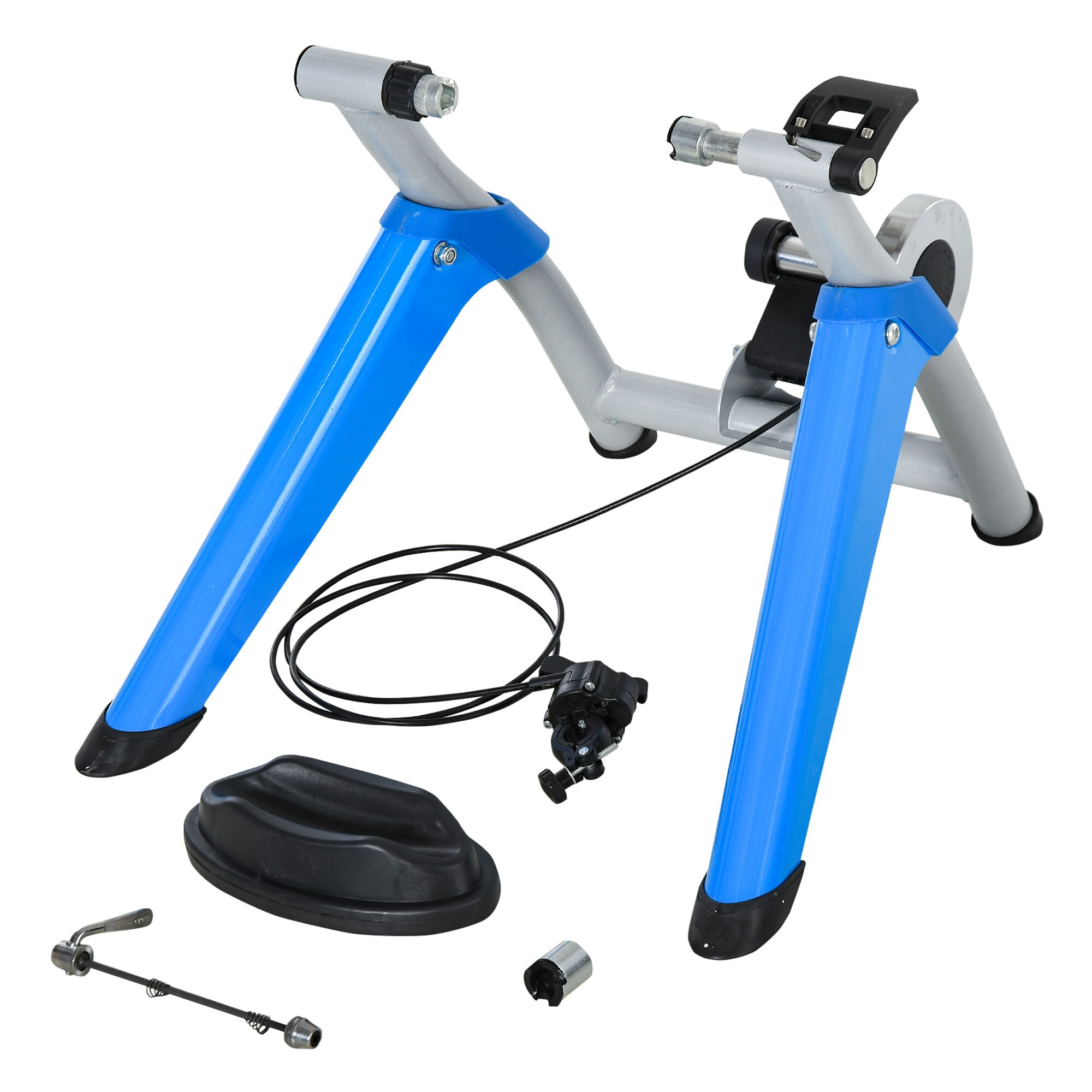 HOMCOM Fahrradtrainer mit Magnetbremse blau, silber 77 x 56 x 47,5 cm (BxTxH)
