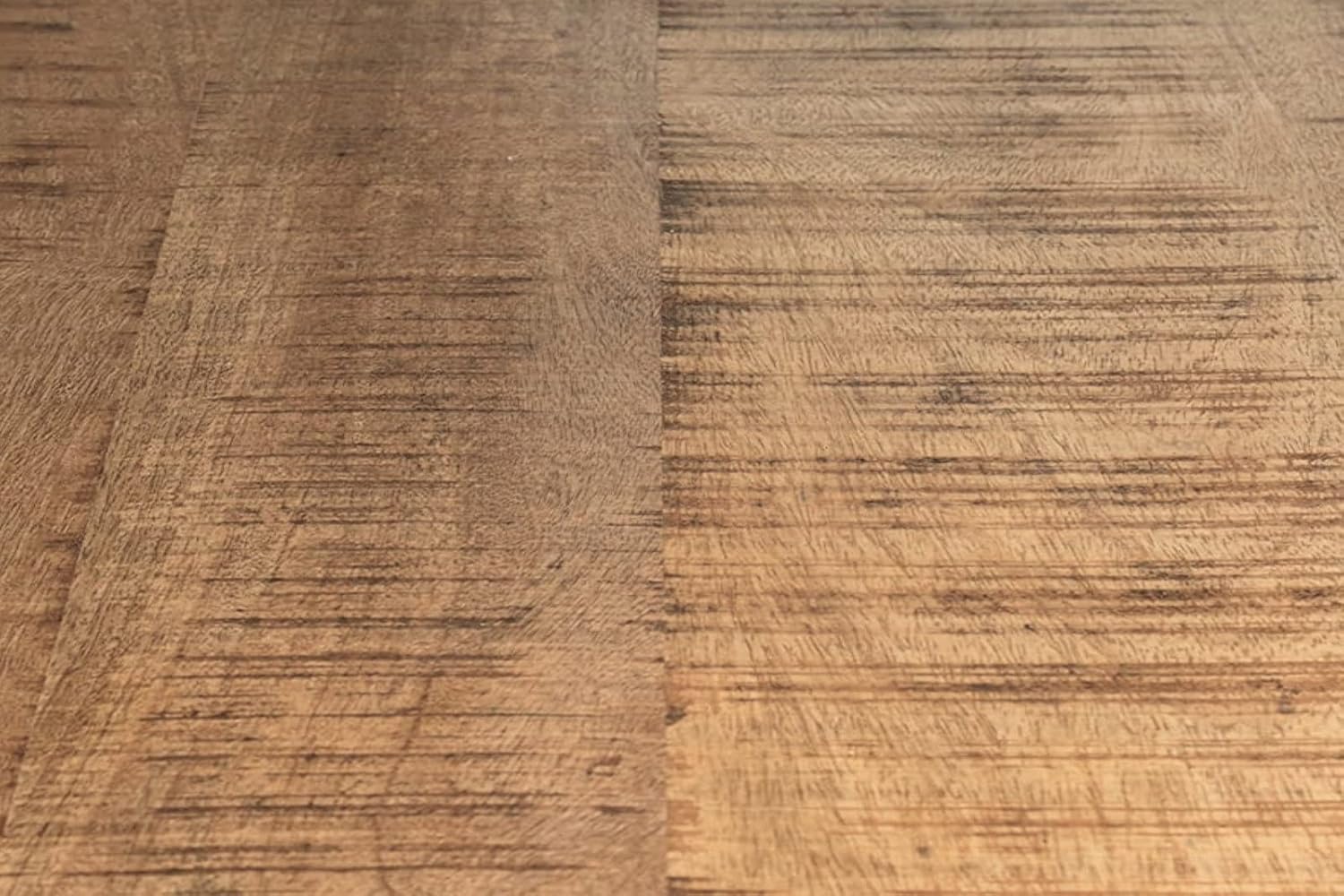 SAM Baumkantentisch 200 (300) x 100 cm Noar, Mangoholz massiv, lackiert & naturfarben, Esstisch mit U-Metallgestell in Mattschwarz, echte Baumkante, inkl. 2 Ansteckplatten