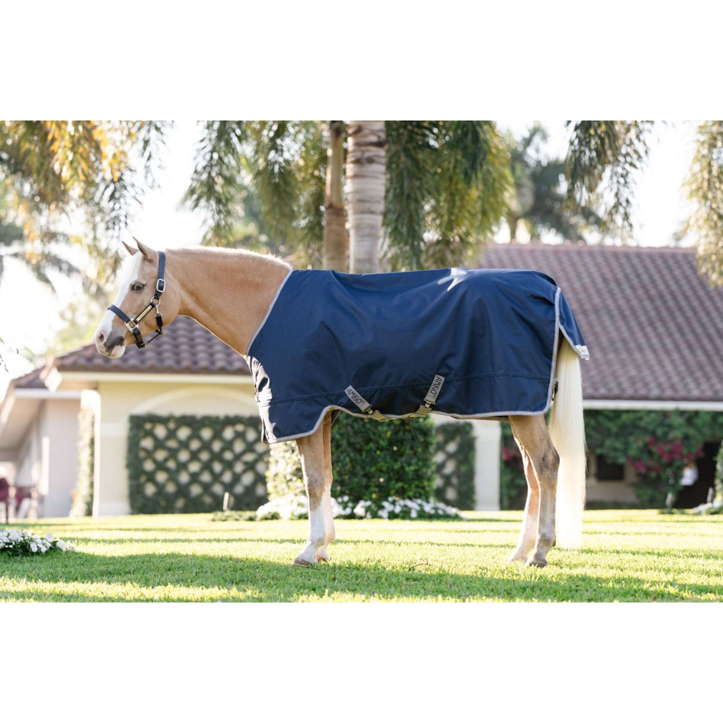 Amigo Turnout Rug 1200D Pony 250g Navy/Titanium Grey/Silver