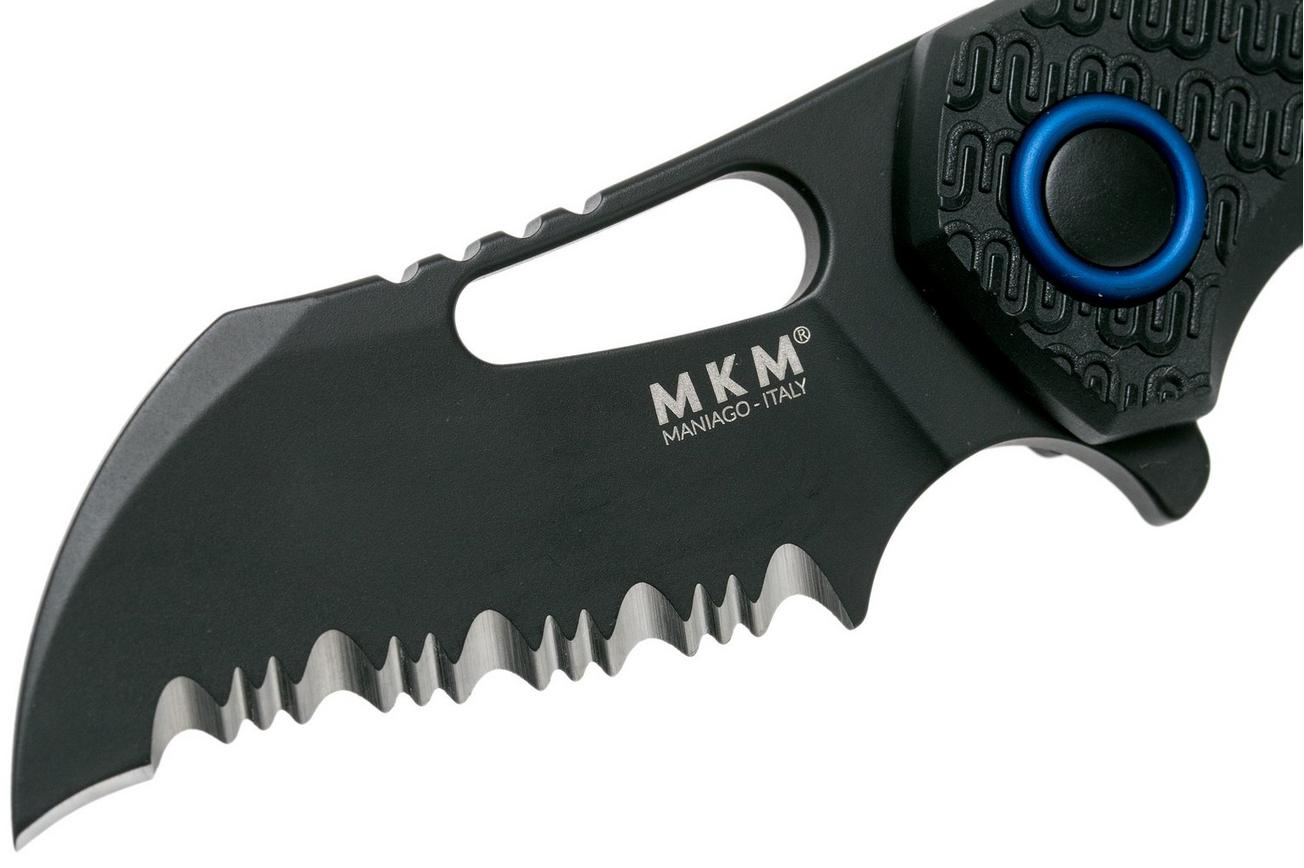 MKM Isonzo FX03-1PBK Hawkbill Serrated Black FRN zakmes, Jesper Voxnaes design