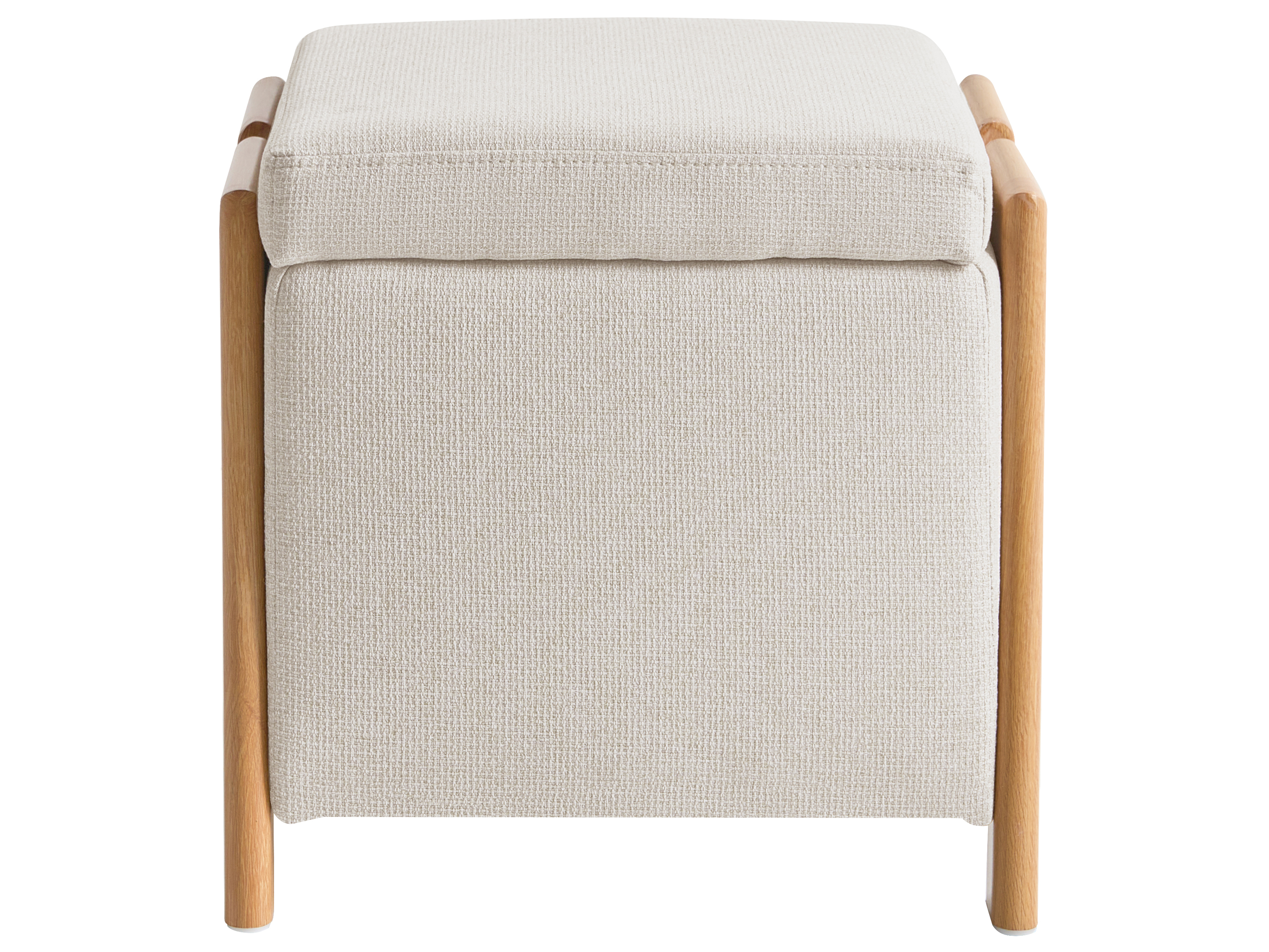 Poef met opbergruimte EDLAND Stof 45 cm 43 cm Lichtbeige