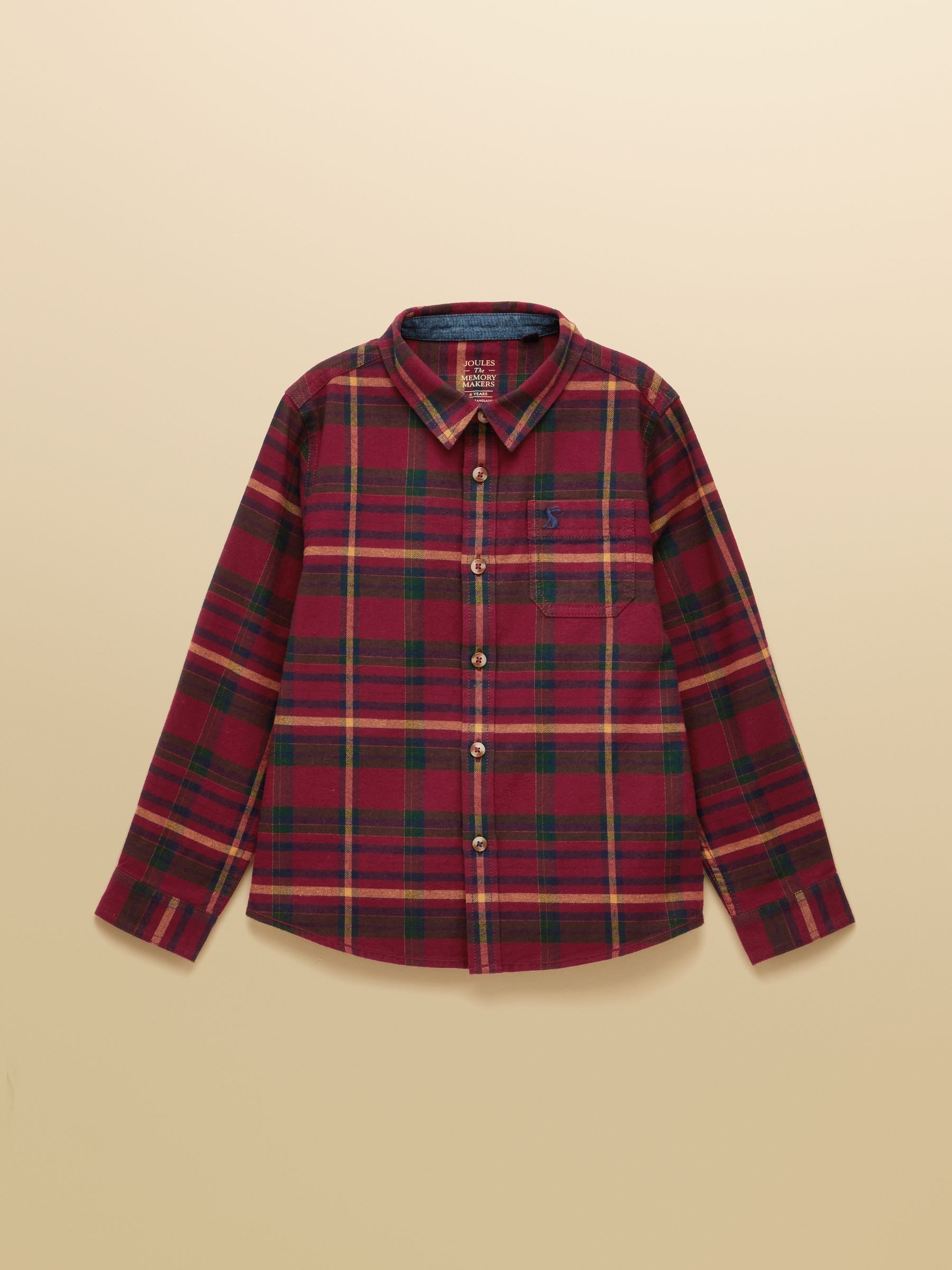 Bordeauxrood - Joules Boys' Brushed Flannel Checked Shirt