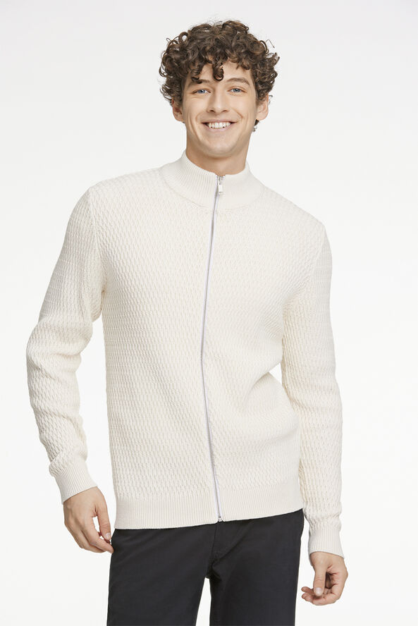Lindbergh Zip through structure cardigan Hvid