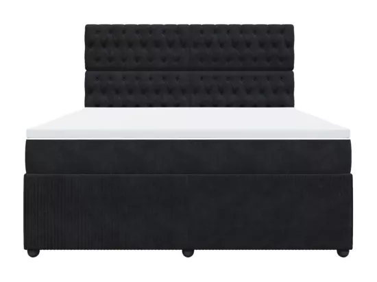 Sommier à lattes de lit avec matelas Noir 180x200 cm Velours