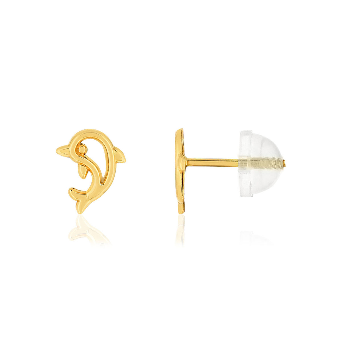 Boucles d'oreilles or jaune 375. Motif dauphin,