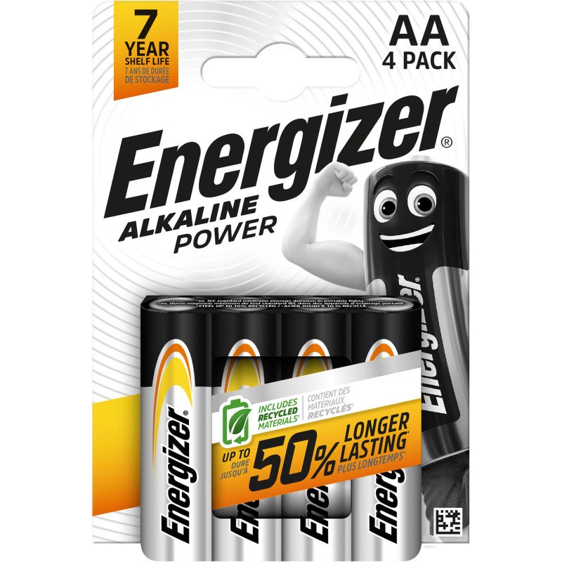 Energizer Power - Pack de 4 piles Alcalines AA/LR06 - 1,5V