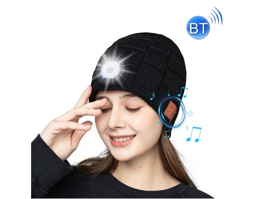 YONIS - Bonnet connecté bluetooth 5.0 led lumineux musique tricoté p...