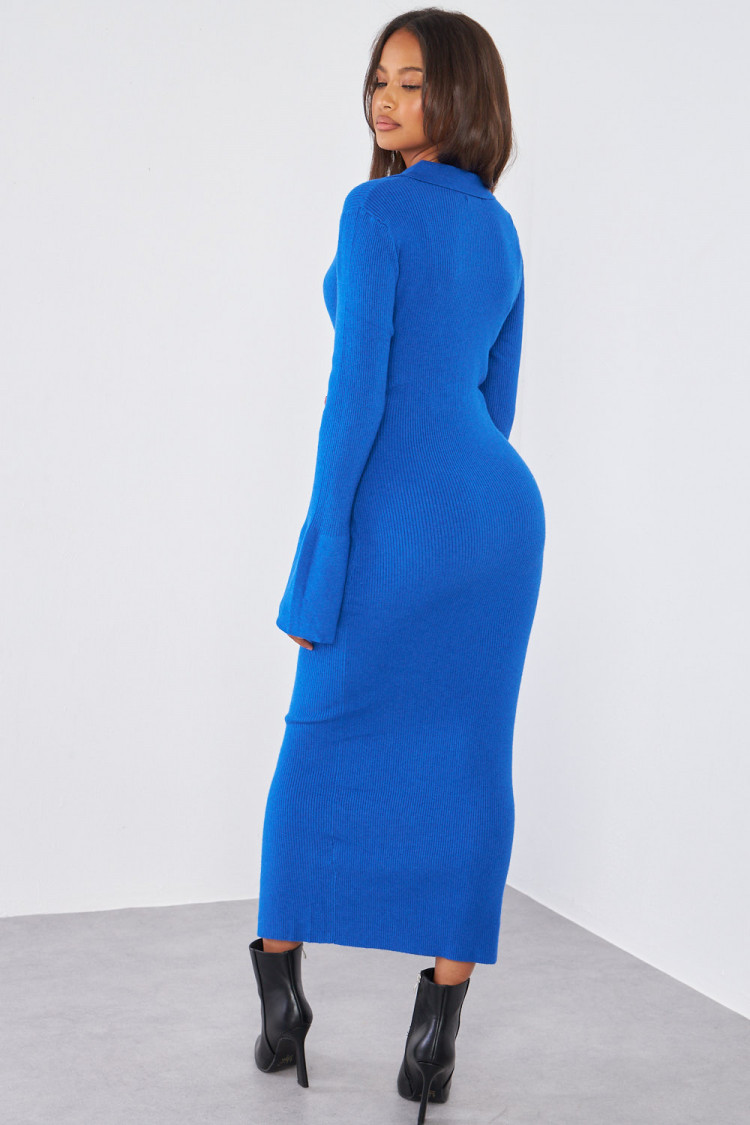 Robe chemise bleu foncé à boutons
