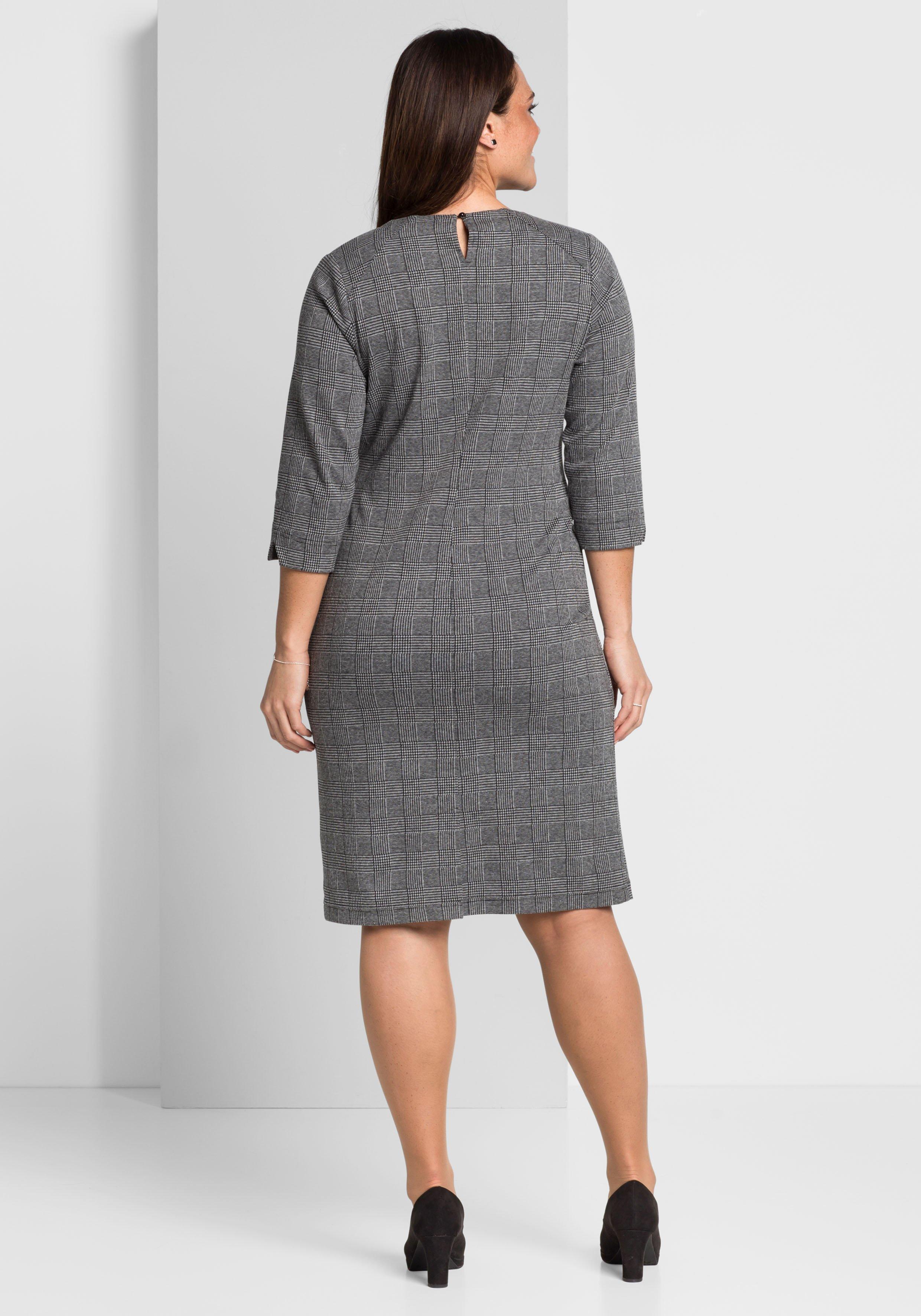 Etuikleid mit 3/4-Arm, im Materialmix